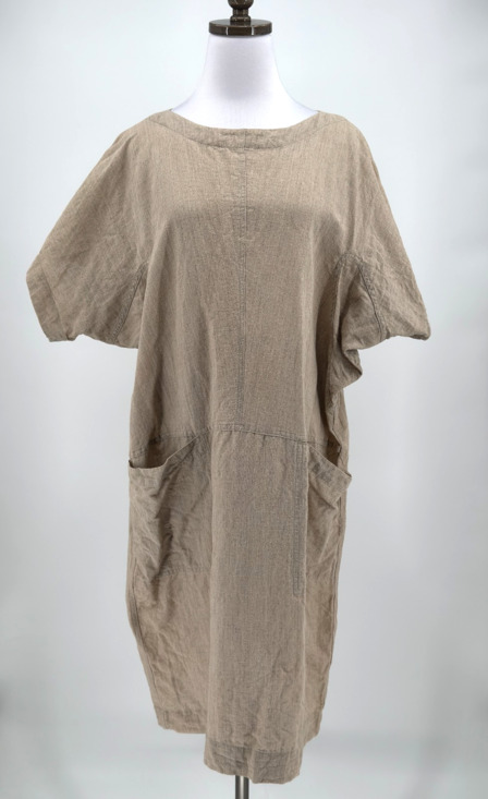ISSEY MIYAKE Dresses & Skirts - Vintage 80s Issey Miyake Plantation Beige Cotton Linen Lagenlook Dress Sz S